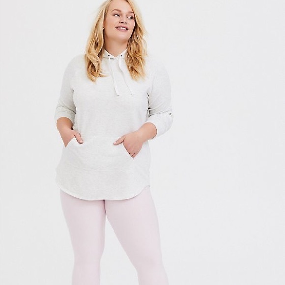 torrid Tops - Women’s Torrid Fleece Raglan Tunic Hoodie Oatmeal Heather Size 0